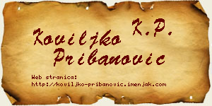 Koviljko Pribanović vizit kartica